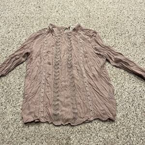 Sundance Crinkle Long Sleeve Blouse M Sheer Boho Fairy Casual Feminine Coquette